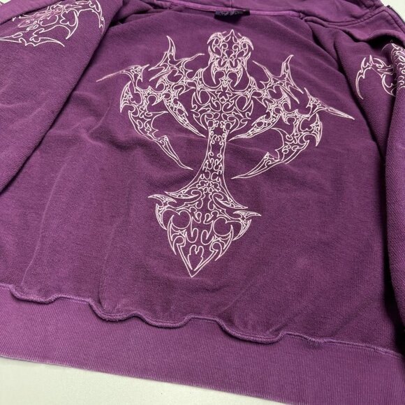 Juvenile Purple Inferno Hoodie Sweatshirt L 23.5x26.5 Embroidered Grunge - Picture 8 of 11